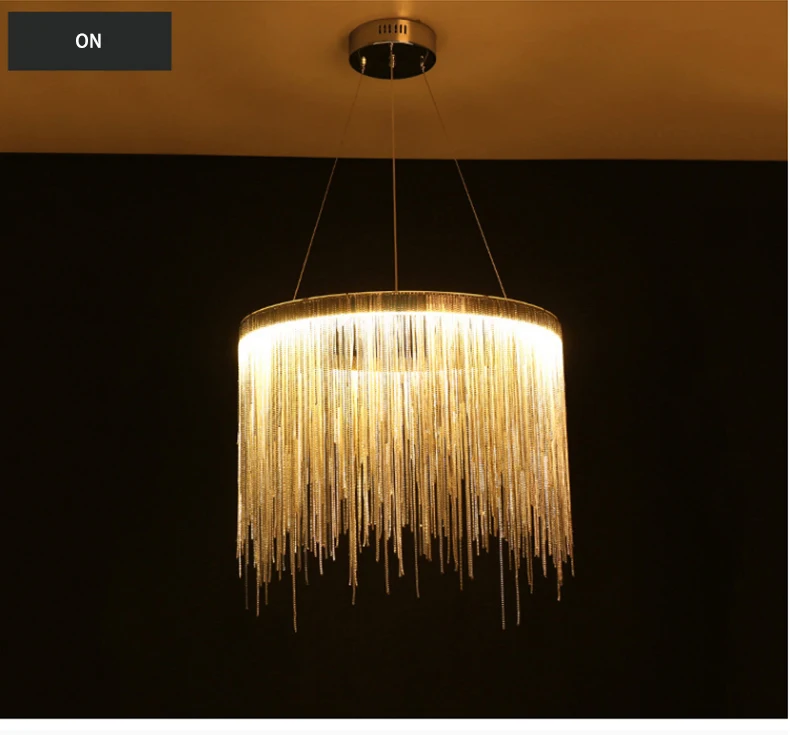 Arte de Prata Design de Engenharia Design Italiano Lustre Luxo Corrente Borla Alumínio Led Bela Iluminação Mod. 136165 16 de engenharia luxo corrente borla alumínio led bela iluminação lustre