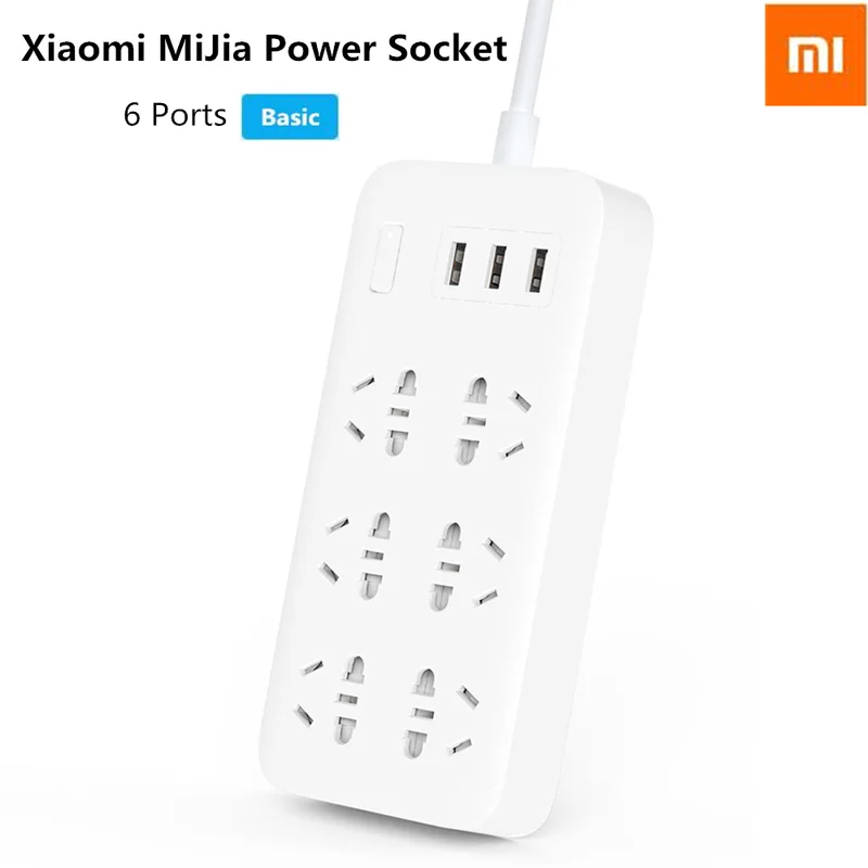 Оригинальная умная розетка Xiaomi MiJia, 6 портов, базовая, 3 USB, быстрая зарядка, розетка, зарядное устройство для iPhone, huawei