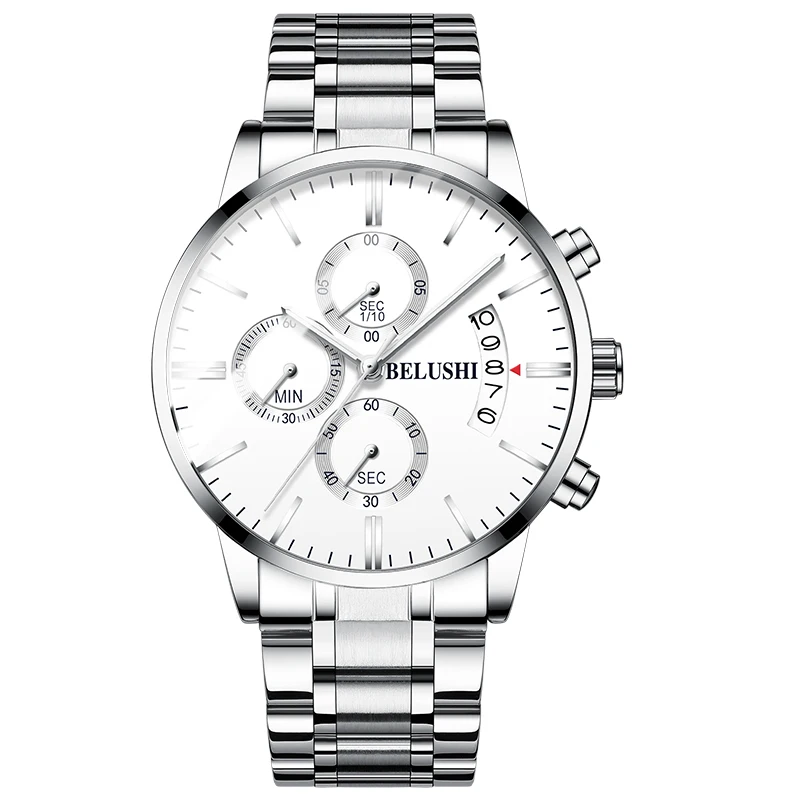 Часы мужские люксовой марки BELUSHI мужские деловые повседневные часы мужские водонепроницаемые спортивные часы - Цвет: WSS
