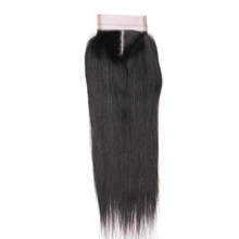 Queen like Human Hair Middle Part 130% Density Swiss Lace Non Remy Hair Natural Color Bleached Knots Straight Hair Lace Closure
