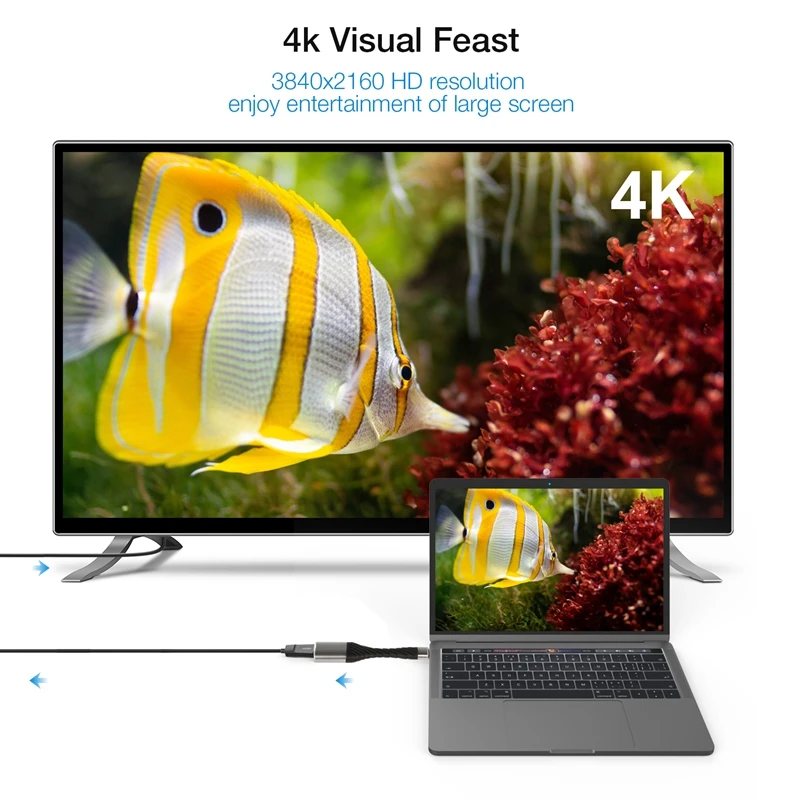Адаптер Amkle USB C к HDMI VGA портативный кабель Type 4K @ 30 Гц/60 Гц адаптер Thunderbolt для Macbook Huawei