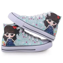 New Korean student white Hi-breathable casual shoes cute small Greek hand-painted shoes canvas shoes women