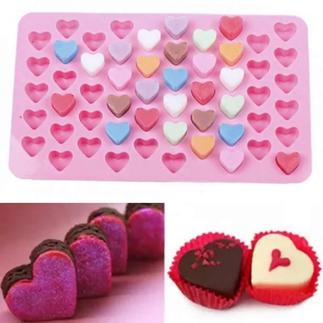 

3D Heart Shape Bakeware Candy Gummy Tray Cake Moulds Easy Demoulding Silicone Chocolate Molds for Baking Letters Flower