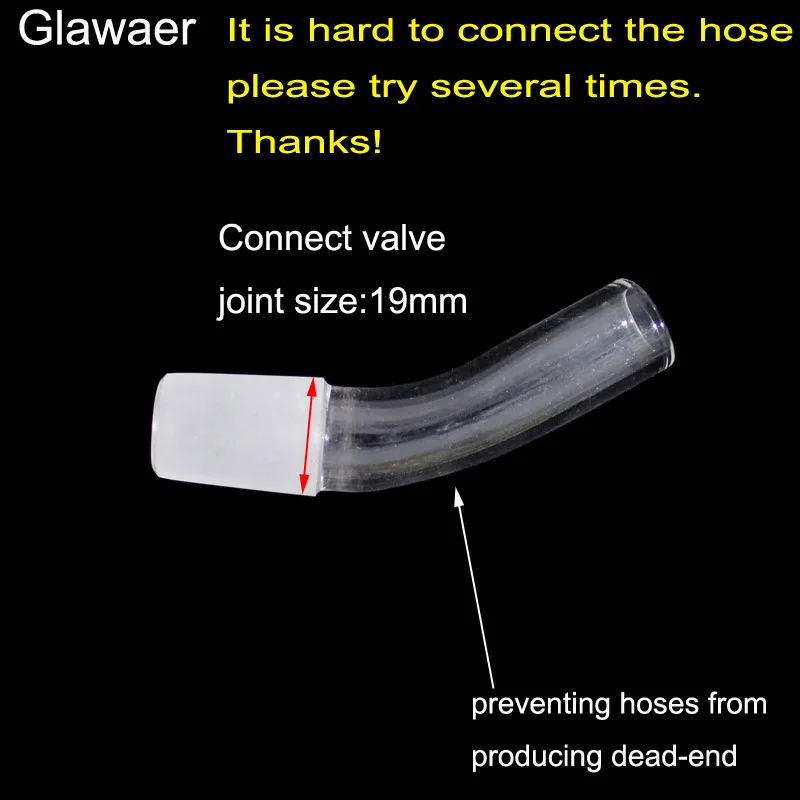 1pcs glass hookah shisha 14mm or 19mm spiral shape contact valve bent type connect valve release vapor hookah accessories