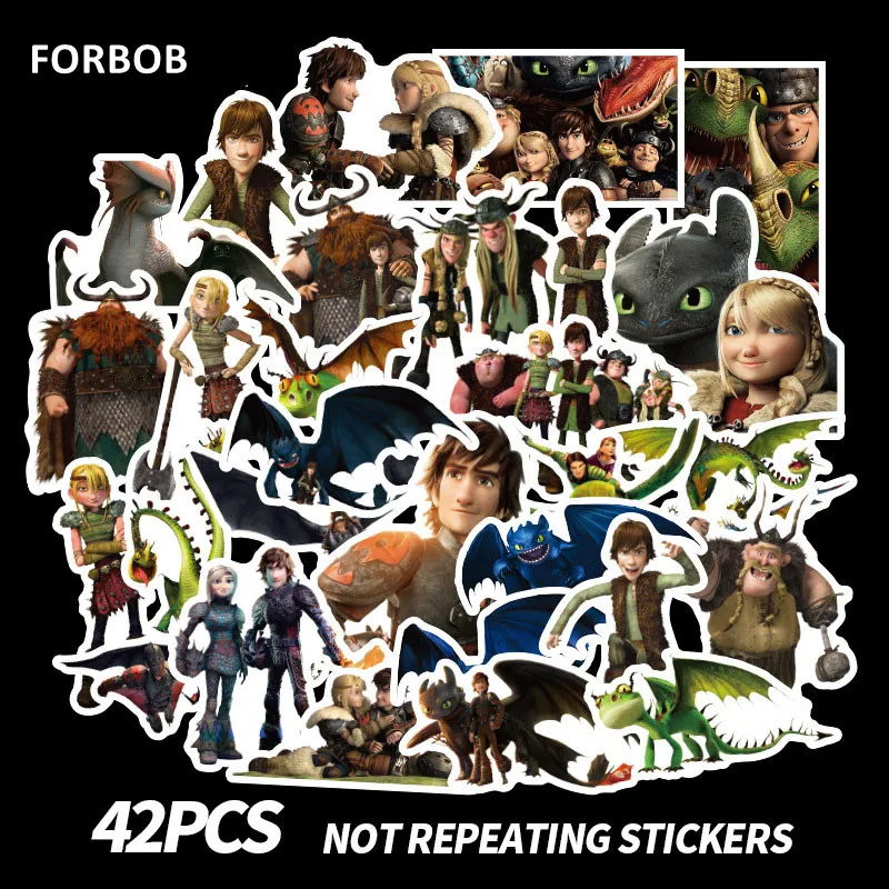 

42pcs How to Train Your Dragon Baby DIY Sticker Stickers Flakes Wrap Set on Motorcycle Laptop Car Bike Skateboard Water Bottles