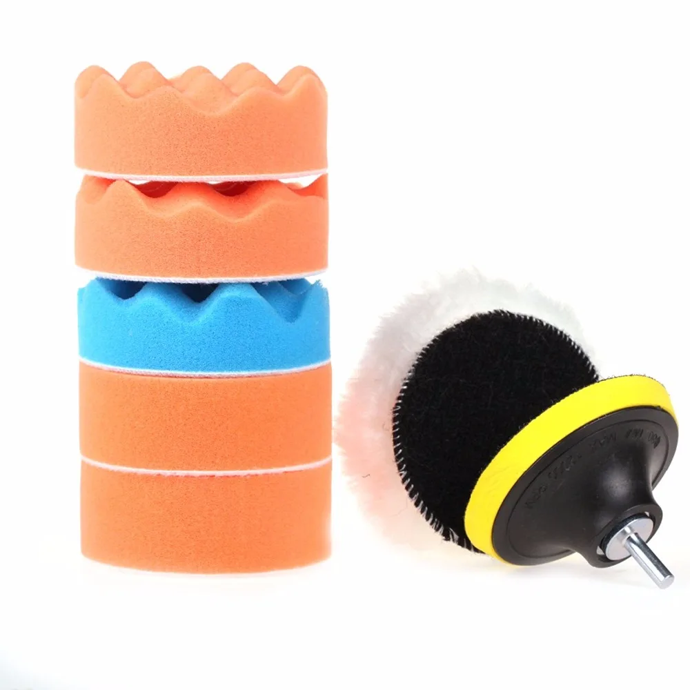 SPTA 3" (80mm) Buffing Pad Auto Car Polishing Pad Kit Buffer + Drill