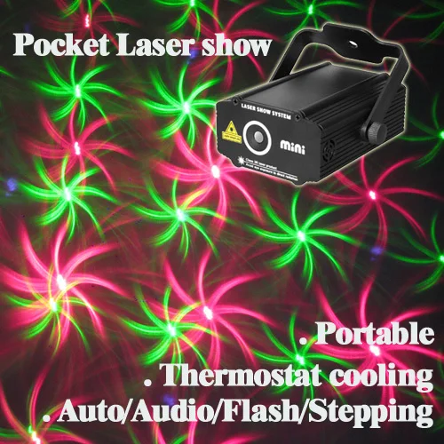 

Mini Pocket Sound Active 4 Pattern Green Red RG Whirlwind Laser Stage lighting Projector DJ Show Wedding Dance Bar Party Light