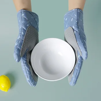 

2 piece food grade canvas Heat-insulated Resistant Kitchen barbecue Cooking BBQ Grill Glove Oven Microwave Mitt Baking glove