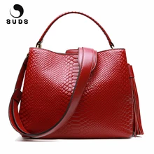 Бренд SUDS, женские сумки из натуральной кожи, европейский и американский стиль, Аллигатор, сумки через плечо, женские модные сумки с кисточками