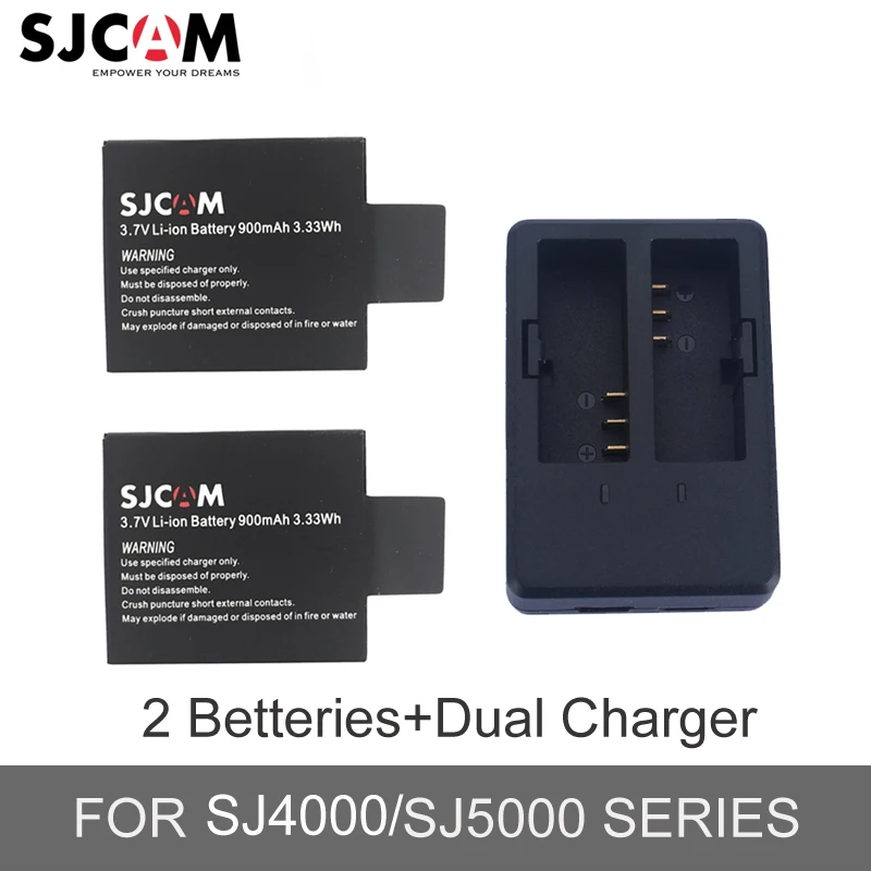 

Original Sjcam 1PC Dual Charger +2PCS Batteries for Sjcam Sj5000 Sj5000x Sj5000 Plus Sj4000 / M10 Series Sports Action Camera