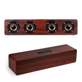 

Wooden Wireless Bluetooth Speaker 4 Horns High Power Portable Computer Speakers 3D Loudspeakers for TV Home Theatre Sound Bar