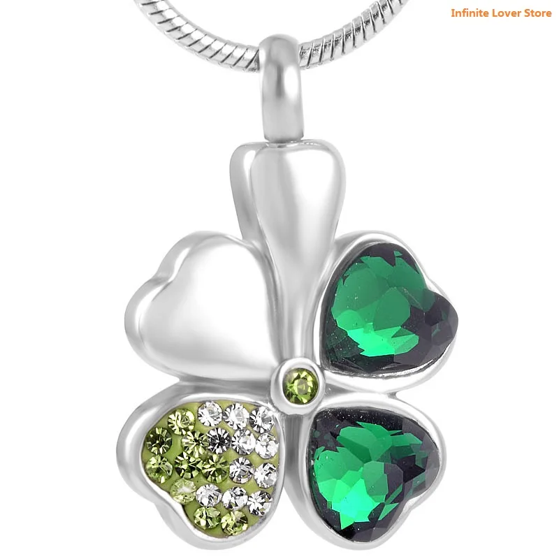 IJD8533 Clover Leaf Cremation Pendant Stainless Steel Keepsake Hold Ashes or Memoria Your Loved One Forever | Украшения и