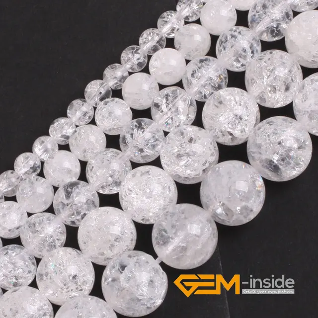 Cuentas de piedra de cuarzo blanco craquelado para fabricación de joyas, hilo de 15 ", pulsera DIY, collar, fabricación de joyas, 6mm, 8mm, 10mm, 12mm, 14mm Cuentas de piedra de cuarzo blanco craquelado para fabricación de joyas, hilo de 15 ", pulsera DIY, collar, fabricación de joyas, 6mm, 8mm, 10mm, 12mm, 14mm