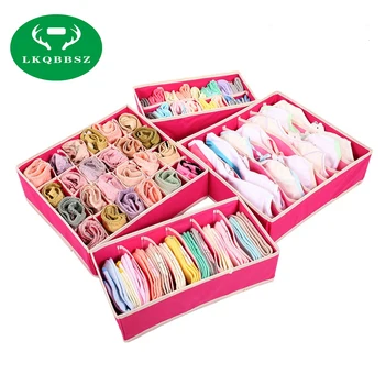 

Clothes Underwear Storage Box Socks Bra Organizer Case Divider Drawer Lidded Closet Organizer Ropa Interior 4PCS/Set