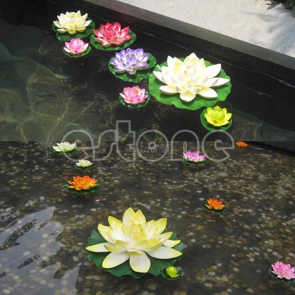 Floating Lotus Flower Aquatic Fish Tank Ornament Aquarium Garden Pond