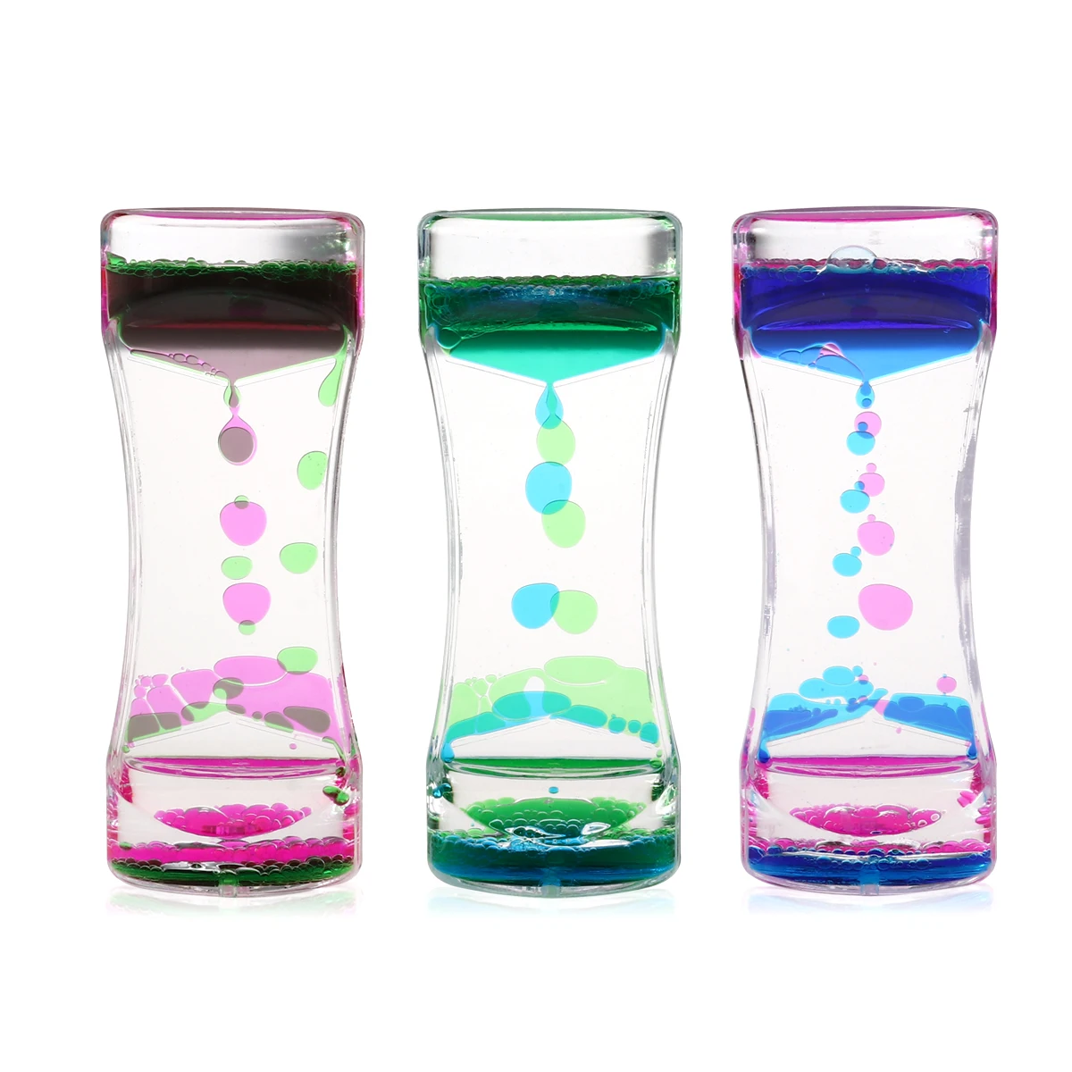 Bestomz 3pcs Double Colors Oil Hourglass Liquid Motion Bubble