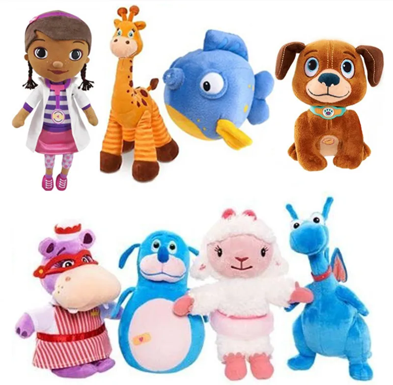 Doc Mcstuffins Плюшевые игрушки Мини бобы Pet Vet Lambie Stuffy Hallie Chilly Снеговик пищалки шепот Кот Габби Boppy финдо собака