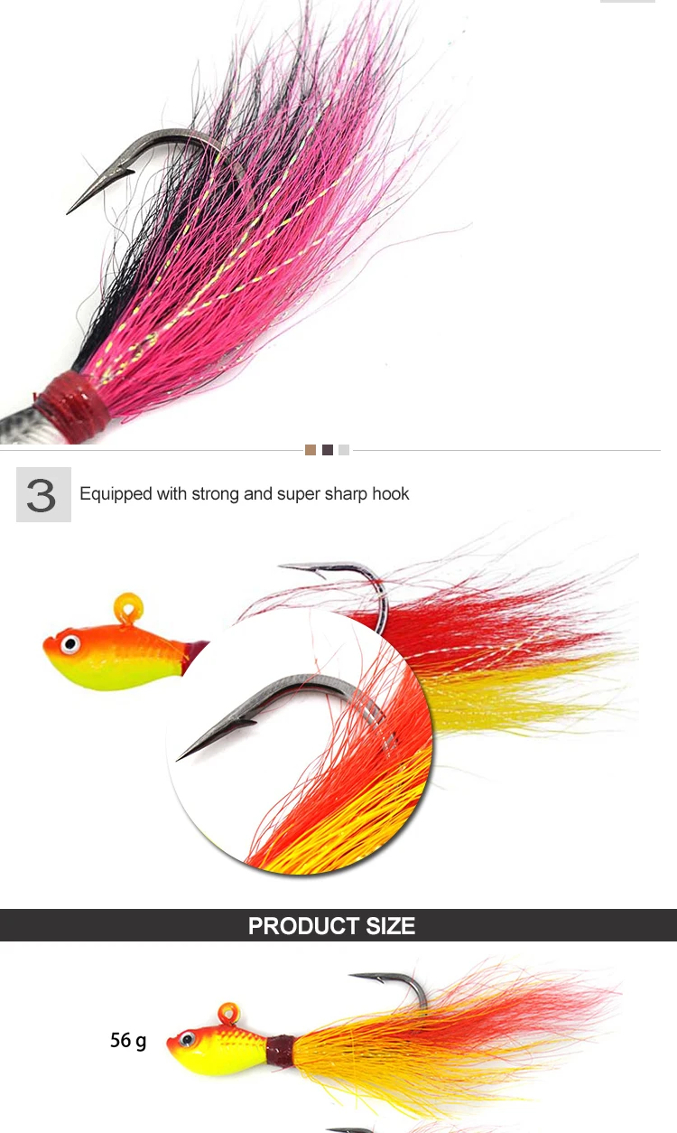 5 шт., 56 г, 27 г, 15 г, 10 г, 7 г, рыболовная приманка bucktail, 6 цветов, большая светящаяся рыболовная приманка bucktail