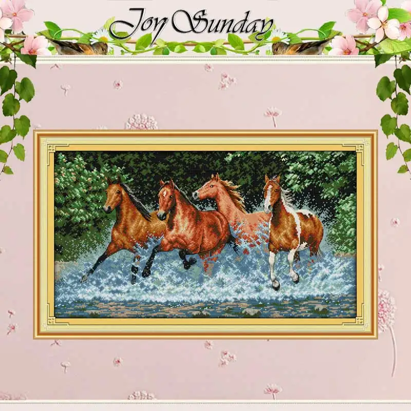 

Horses Pattern Counted Cross Stitch 11CT Printed 14CT Cotton Cross Stitch Sets animals Cross-stitch Kits Embroidery Needlework