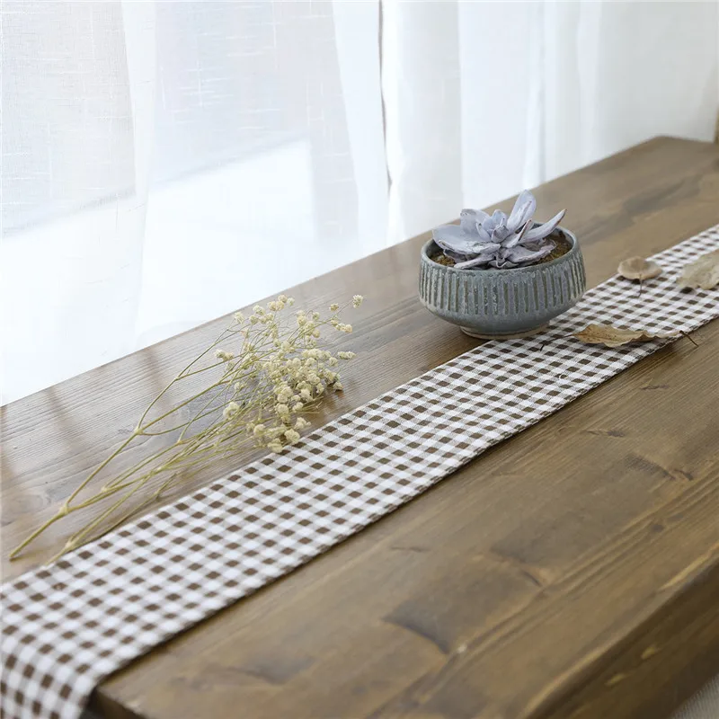 

Modern Vintage Lattice Print Cotton Linen Tea Table Cover Table Runner Flag Tablecloth for Wedding Party Home Decoration Hot