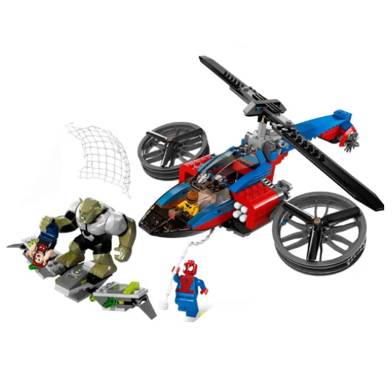

7106 299pcs Super Heroes Spiderman Batman Motorcycle Helicopter Compatible With Legoings 76016 Building Block Toy