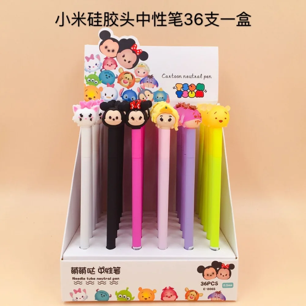 

36pcs/pack 0.5mm Black Ink Creative Cartoon Bear Mouse Cat Doll Gel Pen/student Prize Promotion Gift Unisex Sign Pen
