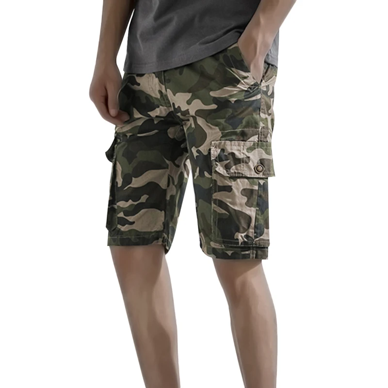Loozykit мужские камуфляжные шорты Карго хлопковые Свободные повседневные шорты с карманами летние пляжные шорты камуфляжная одежда