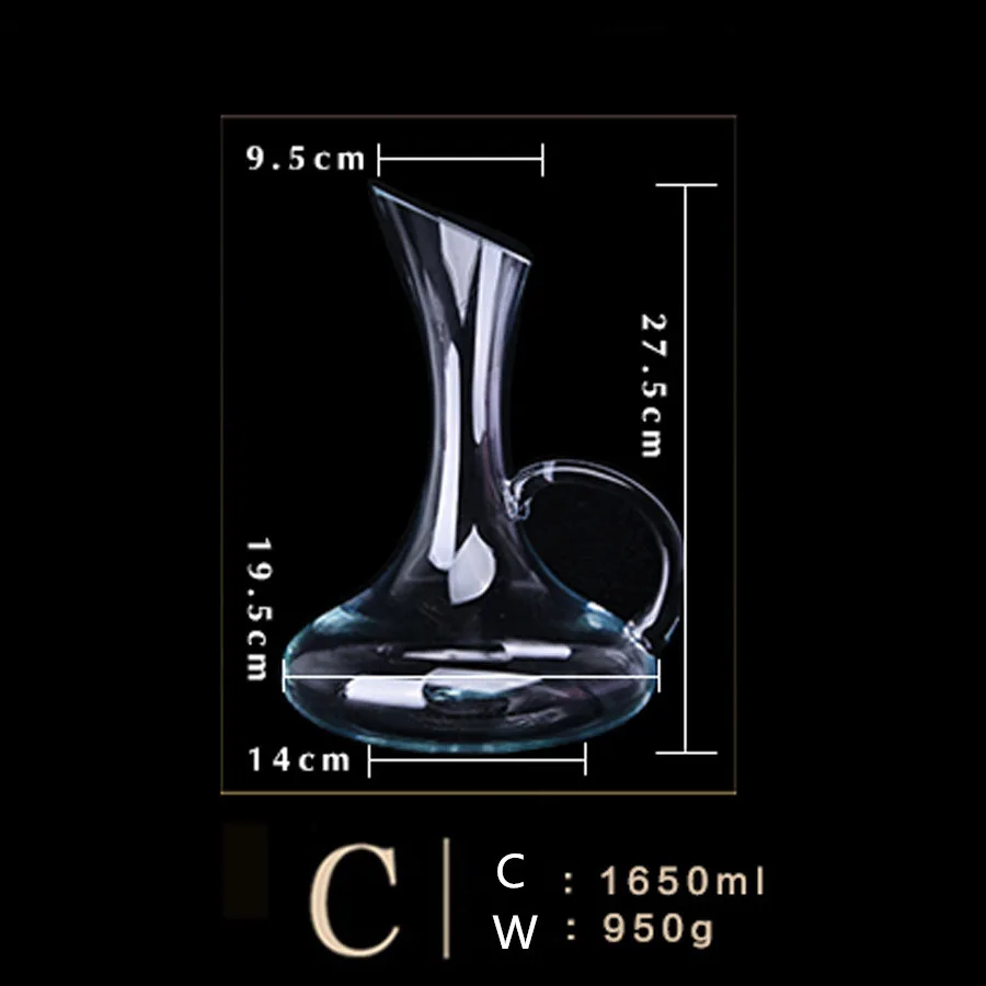Стекло графины для вина конического зубчатого колеса носик подачи вина контейнер для аэрации вина кувшин графин с ручкой для винных бутылок твердого английского фарфора - Цвет: 1650ml