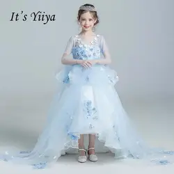 Это yiiya Бисер Иллюзия Роскошные Элегантные спинки ребенка ткань Поезд малыш платье с цветочным узором для девочек для вечерние свадебное