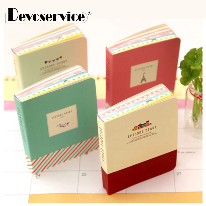 1Pcs Cute Tower Pattern Hardcover Notebook Colored Pages Travelers Daily Memos Notepad Thick Stationery Office School Supplies
