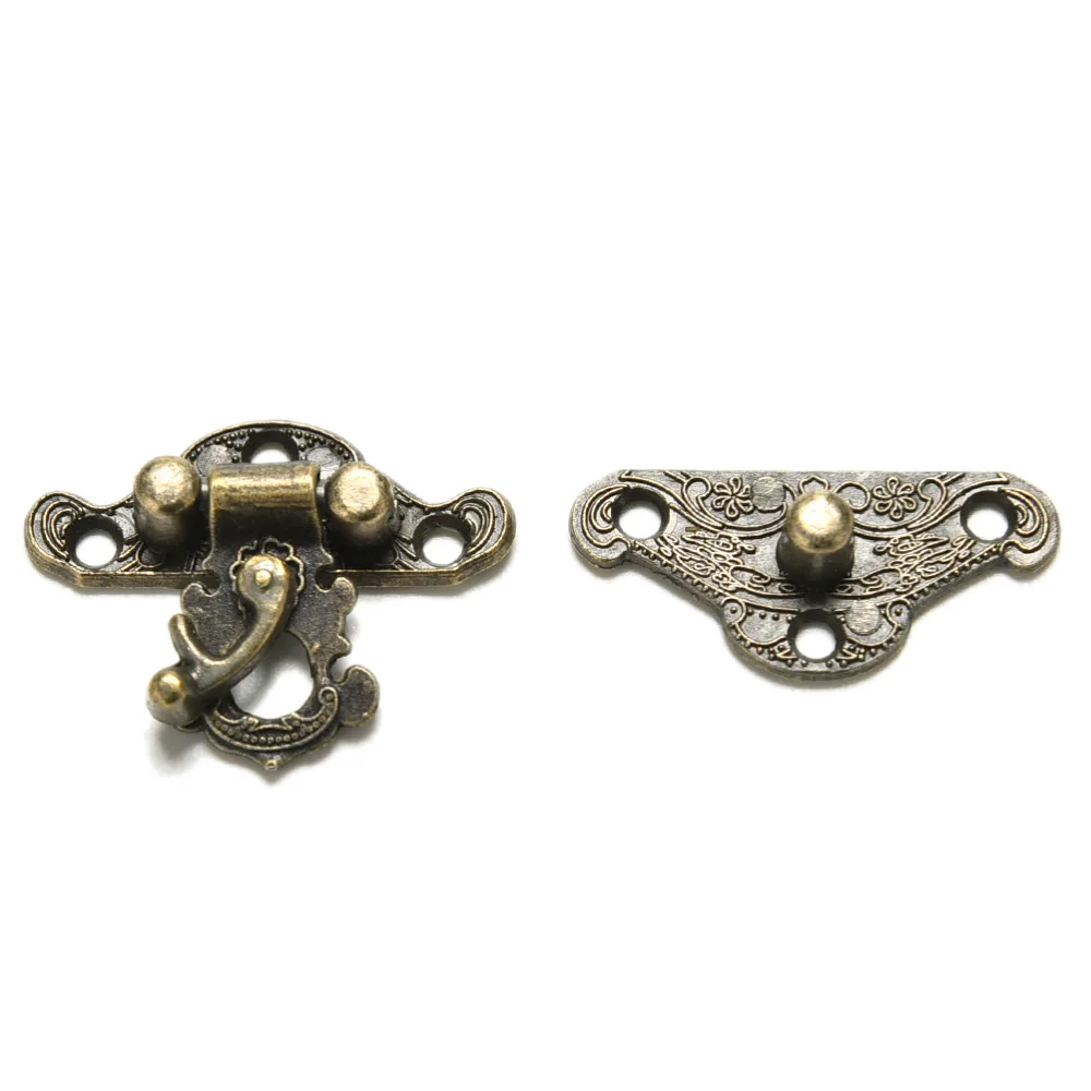 

10pcd Antique Bronze Furniture Hardware Box Latch Hasp Toggle Buckle Home Decorative Cabinet Hinges For Jewelry Wooden Box