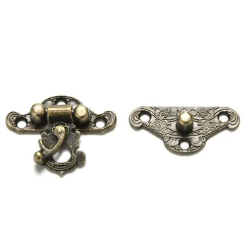 

10pcd Antique Bronze Furniture Hardware Box Latch Hasp Toggle Buckle Home Decorative Cabinet Hinges For Jewelry Wooden Box