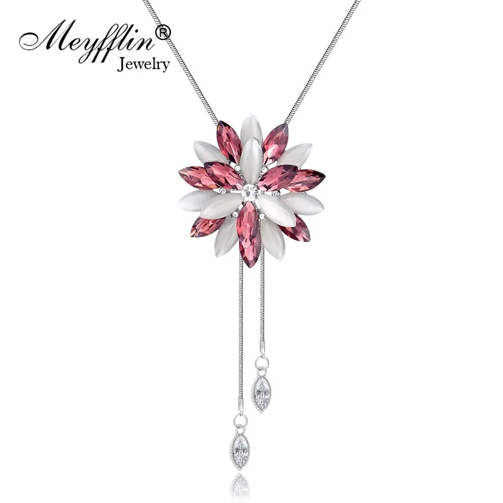 Meyfflin цветок длинное ожерелье s& Кулоны для женщин колье Мода кисточкой Кристалл женское колье, чокер свитер цепь ювелирные изделия