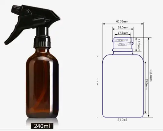 2 шт. флаконы с пульверизатором 240 мл 8 унций|spray bottle|glass spray bottleamber glass bottles |