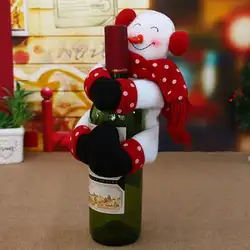 Новый милый красное вино бутылки покрытие обнять бутылок провести охватывает Рождество Посуда Снеговик красочные фланель обеденным