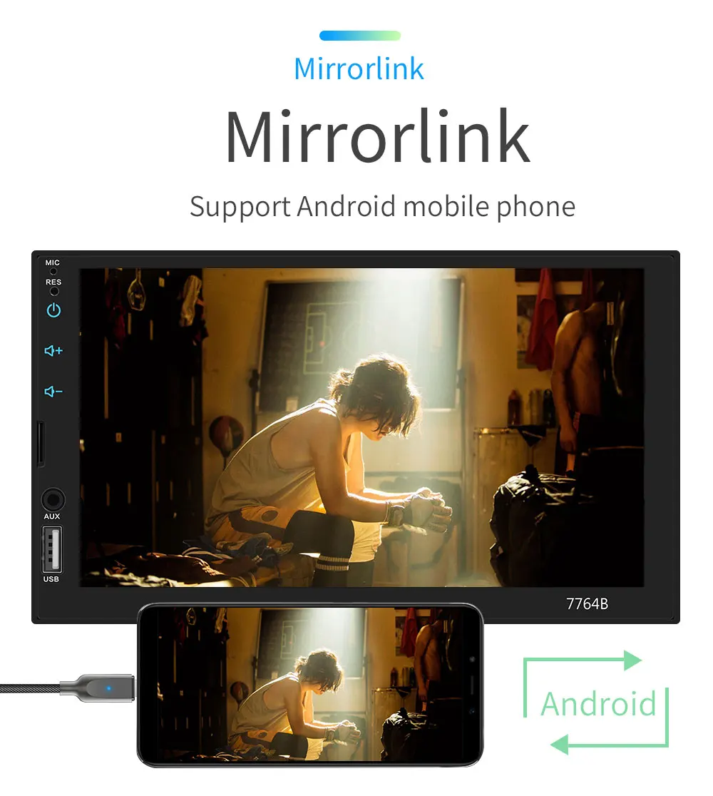 2 DIN автомобильное радио для Android 8,0 телефон и iphone зеркальная связь емкостный сенсорный экран 7 "MP5 Bluetooth Камера мультимедийный плеер