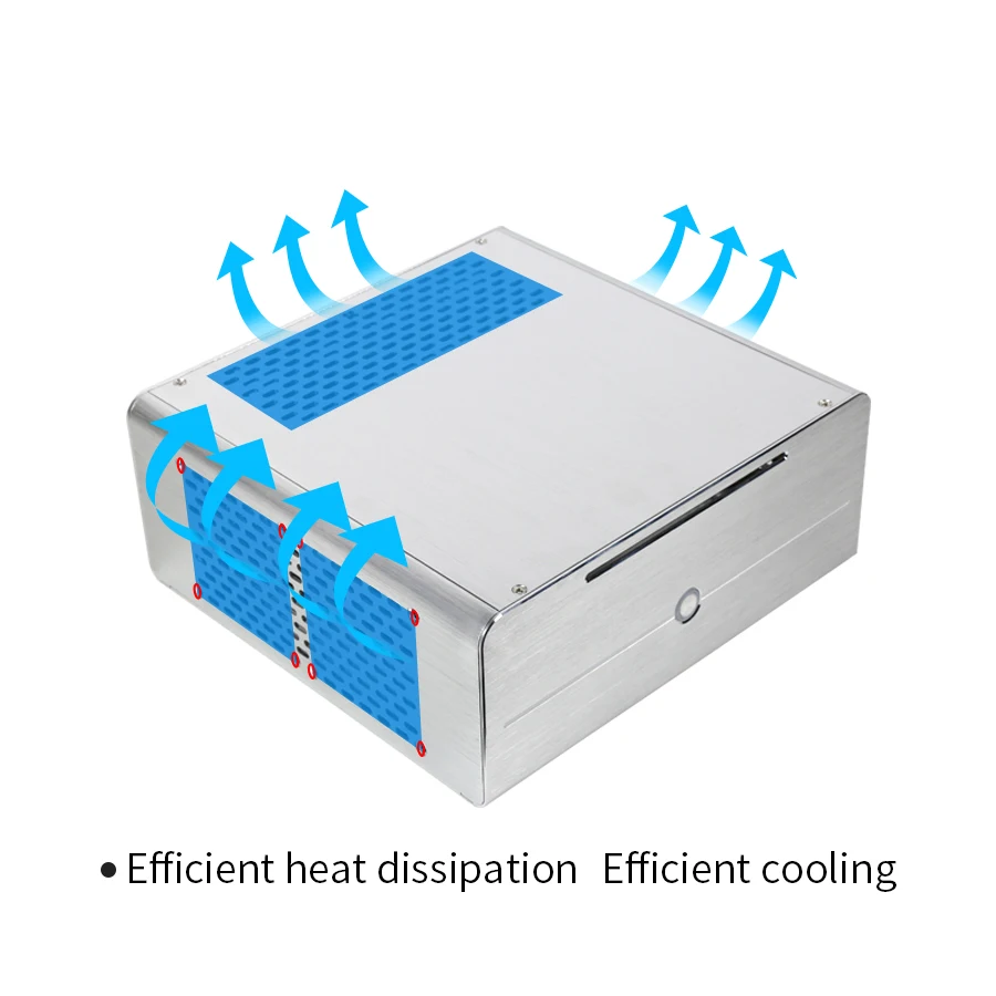 Realan Алюминиевый мини itx Настольный ПК чехол E-i7 с блоком питания, CD-ROM, слотами черный серебристый