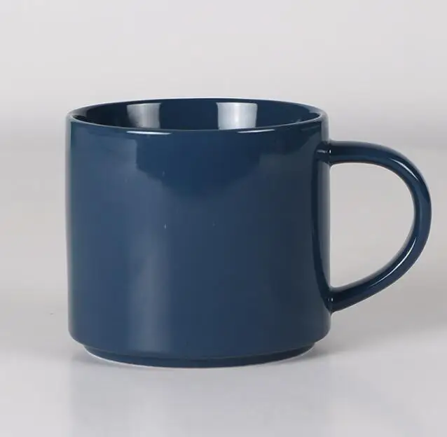 430 мл одноцветная фарфоровая кружка, глазурованная керамическая чашка, чашка для кофе, молока, завтрака, для дома, офиса, подарок для пары друзей - Цвет: Dark Blue
