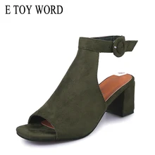 E TOY WORD sandals women 2019 Summer Platform Shoes gladiator Sandals Flock High heel women shoes fish mouth Ladies Sexy Sandals free shipping shoes woman 2018 summer flock brand ol high heeled woman sandals frosted with fish mouth ladies sexy sandals