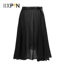 IIXPIN, женские балетные юбки, прозрачная шифоновая юбка-шарф с поясом, балетная юбка для танцев, танцевальный костюм юбка для взрослых