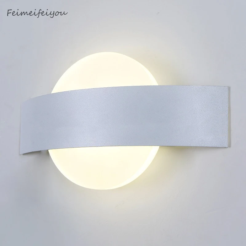 Tanie Feimefeiyou lampada lampy ścienne led AC85 265V nowoczesne proste światła w sypialni kryty jadalnia oświetlenie korytarza aluminium materiał