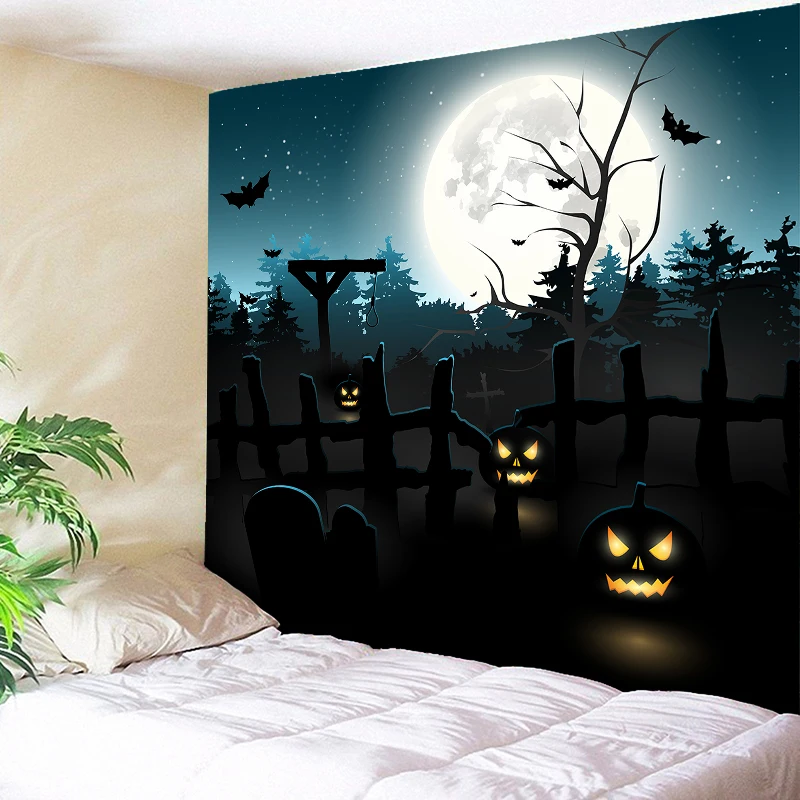 

Large Halloween Tapestry Moon Home Decor Wall Carpets Hanging Towel Rug Cloth on Fabric Wall Horror Grave 3D Printed 200cmx150cm