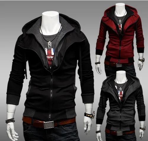 

free shipping Man zipper hooded fleece 4 colors SIZE M-4XL