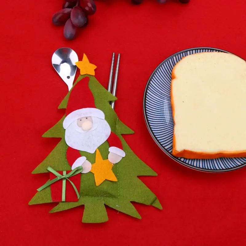 1PC Santa Christmas Tree Knife Fork Cover Bags Non-woven Cutlery Bag Socks Dinner Party Decoration for Home New Year |