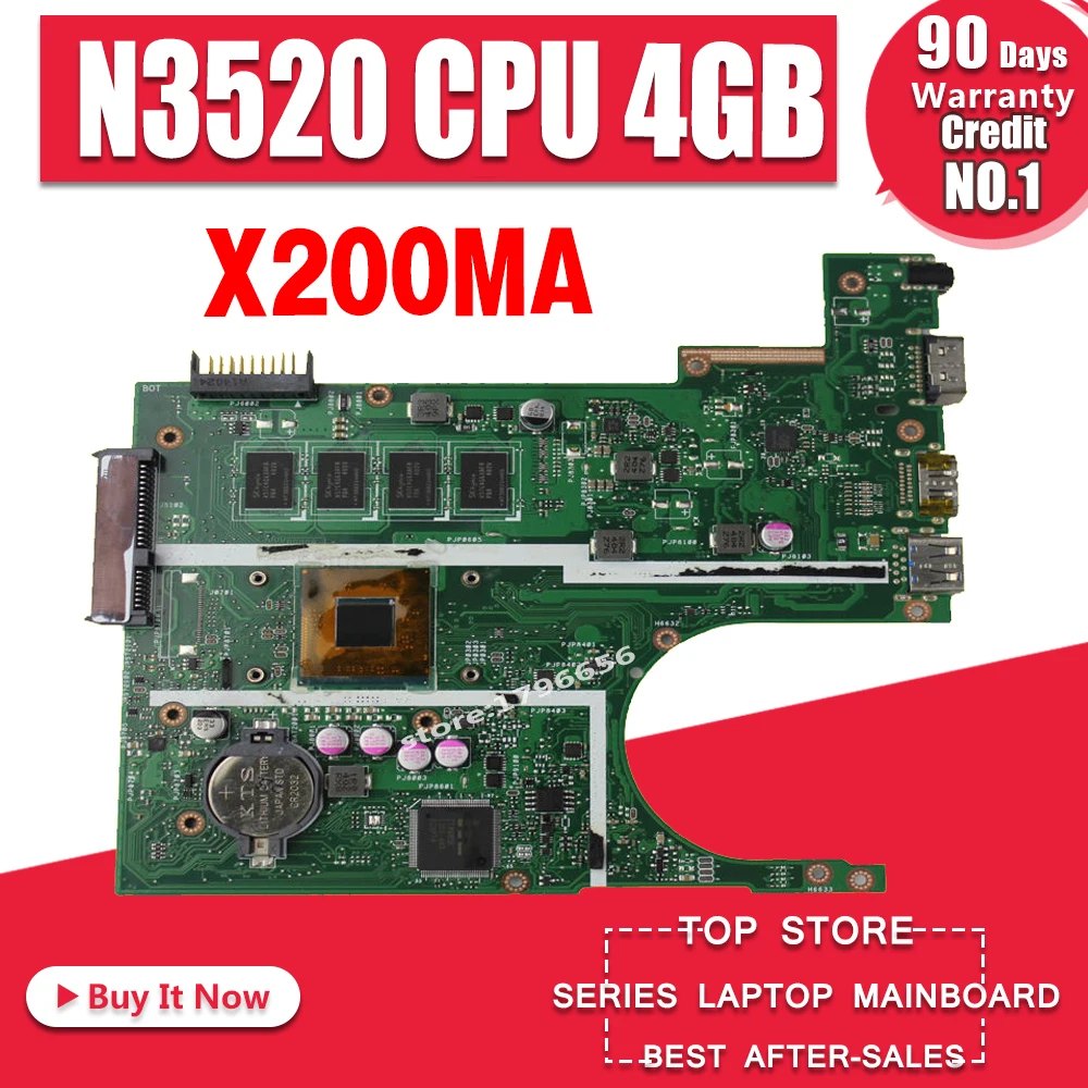 Дешево N3530 N3520 cpu 4 Гб X200MA материнская плата REV2.1 для ASUS K200MA F200M материнская плата для ноутбука X200MA тест материнской платы 100% ОК