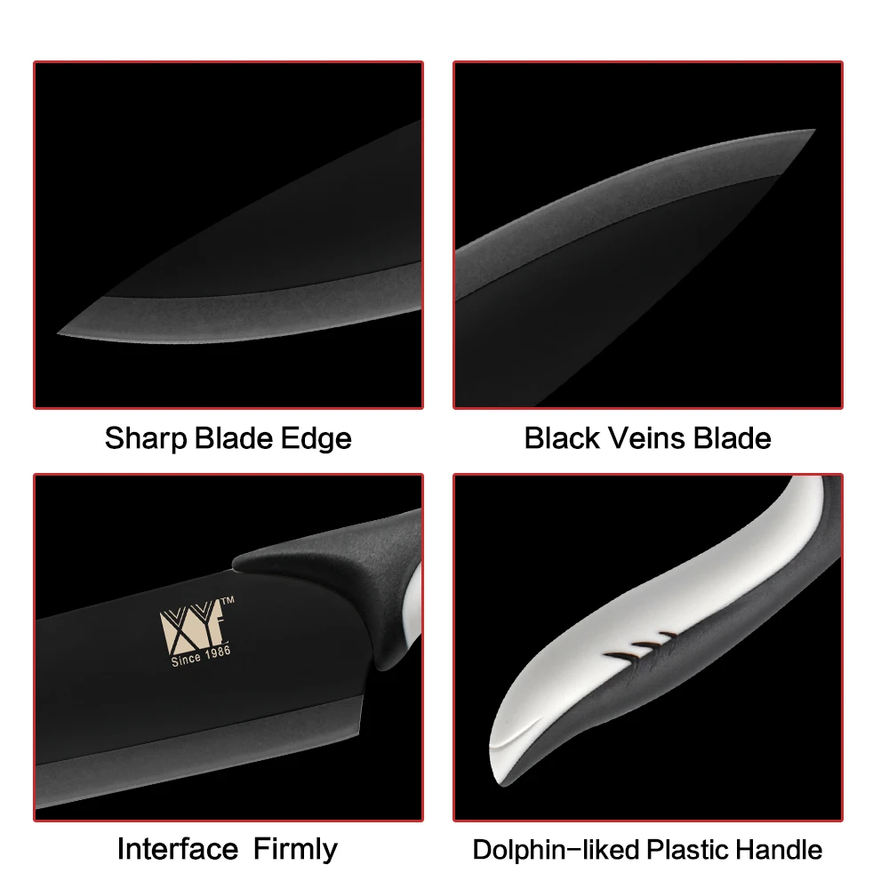 XYj кухонные ножи для варки, нержавеющая сталь набор ножей черное лезвие для очистки овощей утилита сантоку шеф-повара нарезки хлеба кухонные аксессуары инструменты