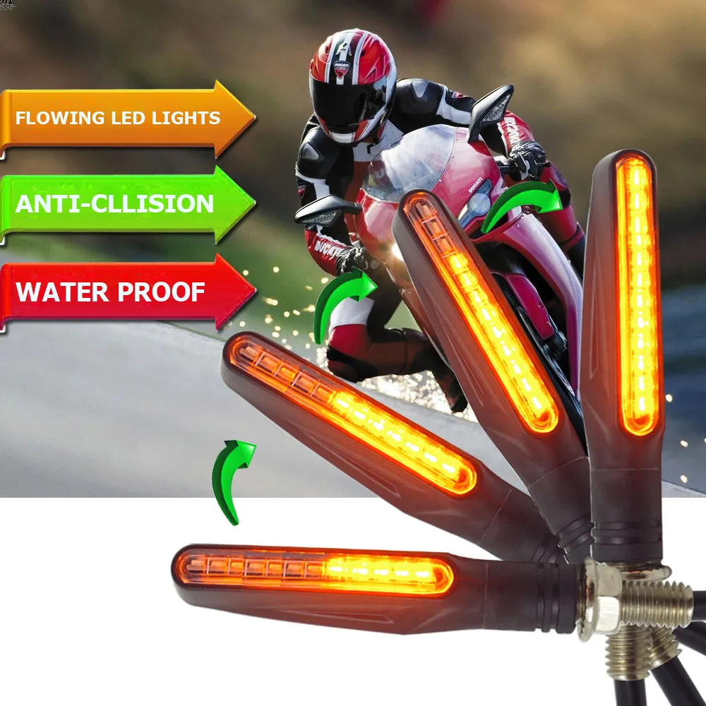 

Flowing motorcycle turn signal lights Flicker LED Amber Indcator Lamp FOR er6f er6n suzuki bandit 400 vstrom dl650 600 bandit