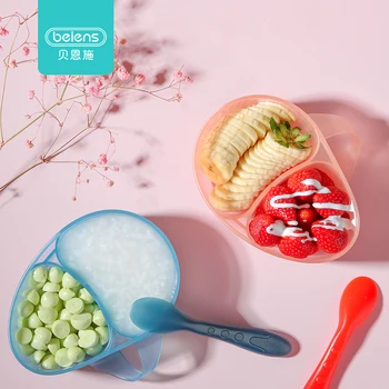 

Beiens Baby Bowl Spoon 2Pcs Set Kids Feeding Dishes Partition Design Child Tableware Learning Spill-Proof Food Fruit Bowl