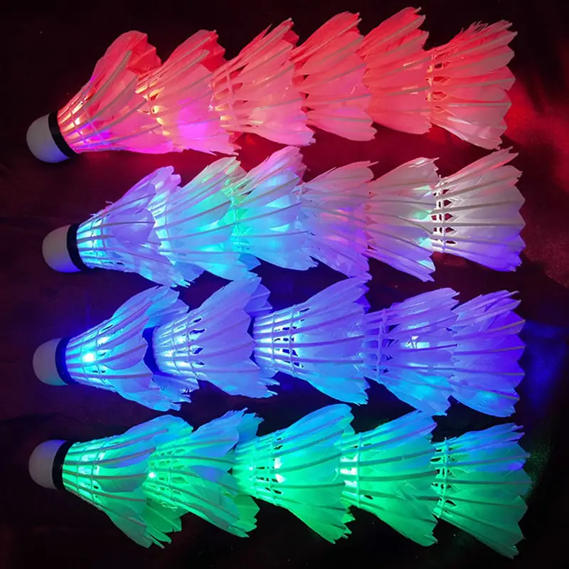 

High Quality 4 Pcs Colorful LED Badminton Feather Dark Night Light Shuttlecocks Lamp NCM99
