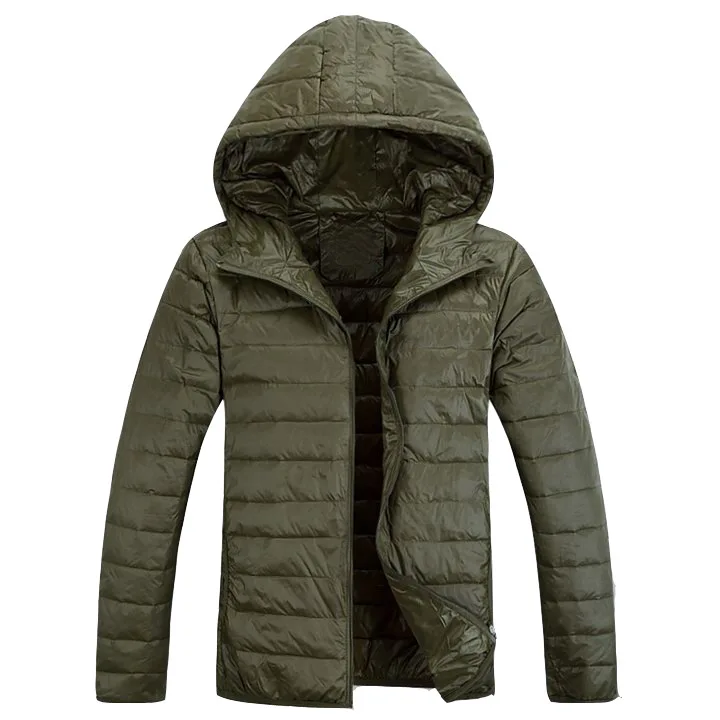 ZOGAA Мужская зимняя Сверхлегкая куртка-пуховик с капюшоном, мужская теплая куртка, портативная посылка, мужская куртка